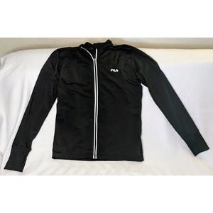 FILA Women's Track Jacket Size Medium Performance Athletic Running Black Gray